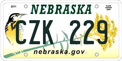 NE license plate CZK229