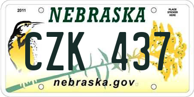 NE license plate CZK437