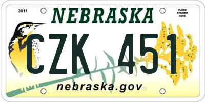 NE license plate CZK451