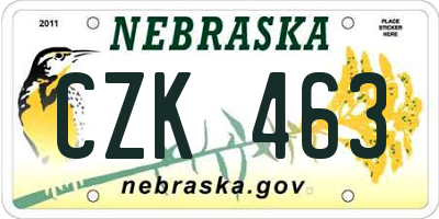 NE license plate CZK463