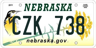 NE license plate CZK738