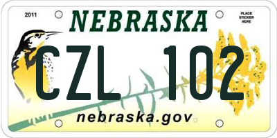 NE license plate CZL102