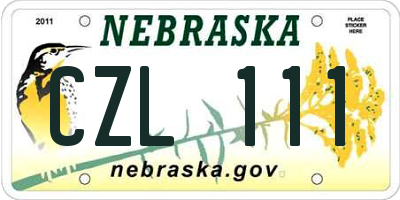 NE license plate CZL111