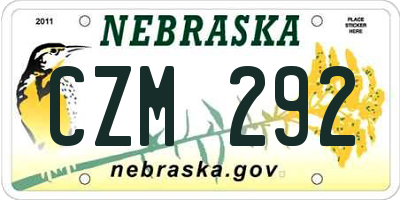 NE license plate CZM292