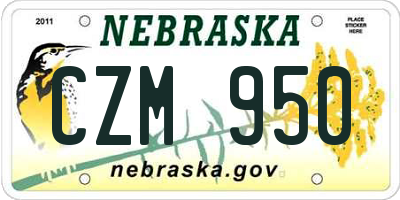 NE license plate CZM950