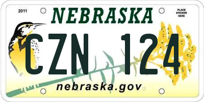 NE license plate CZN124