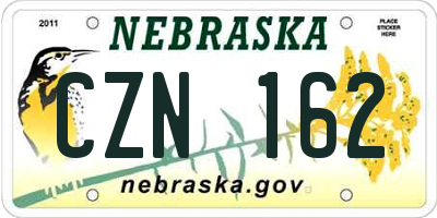 NE license plate CZN162