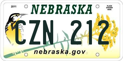 NE license plate CZN212