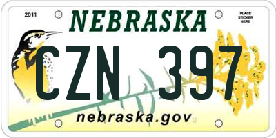NE license plate CZN397
