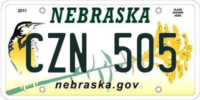 NE license plate CZN505