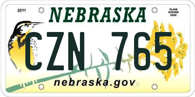 NE license plate CZN765