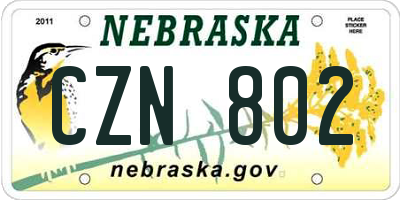 NE license plate CZN802