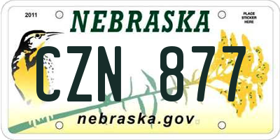 NE license plate CZN877