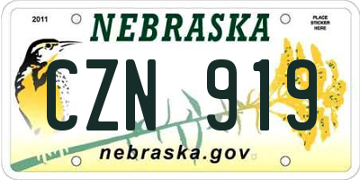 NE license plate CZN919