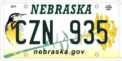 NE license plate CZN935