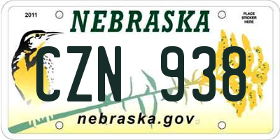 NE license plate CZN938