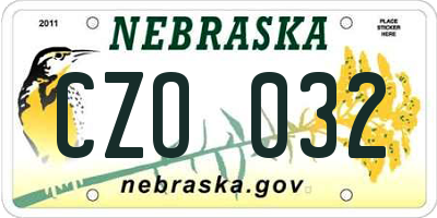 NE license plate CZO032