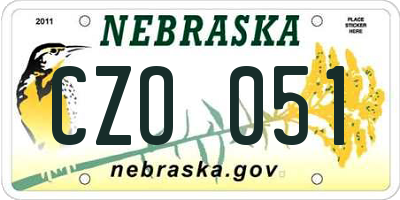 NE license plate CZO051