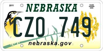 NE license plate CZO749