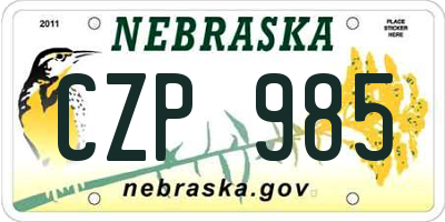 NE license plate CZP985