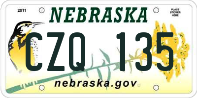 NE license plate CZQ135