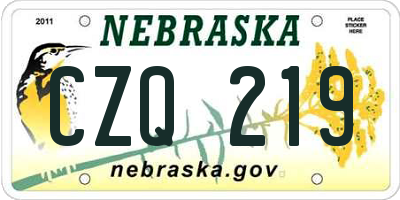 NE license plate CZQ219