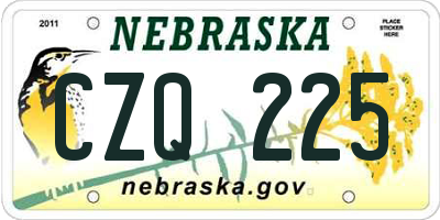 NE license plate CZQ225