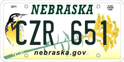 NE license plate CZR651