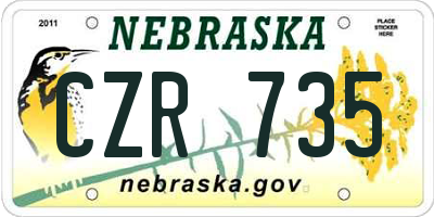 NE license plate CZR735