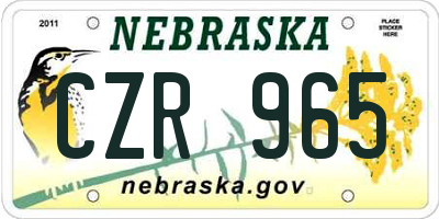 NE license plate CZR965