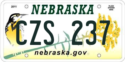 NE license plate CZS237