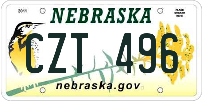NE license plate CZT496