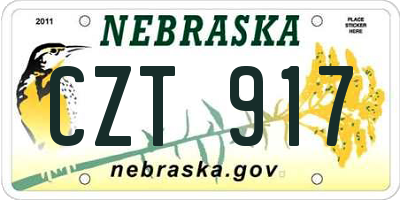 NE license plate CZT917