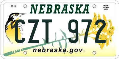 NE license plate CZT972
