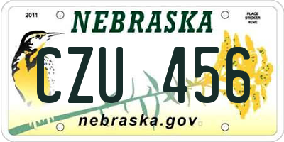NE license plate CZU456
