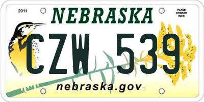 NE license plate CZW539