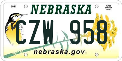 NE license plate CZW958