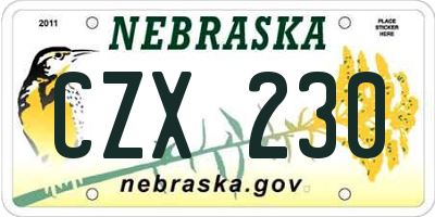 NE license plate CZX230