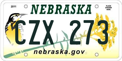 NE license plate CZX273