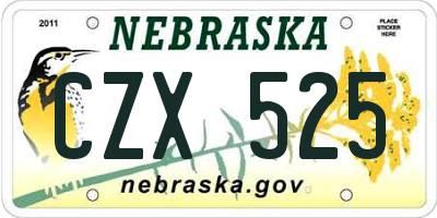 NE license plate CZX525