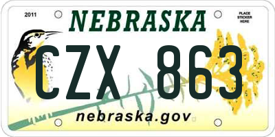 NE license plate CZX863