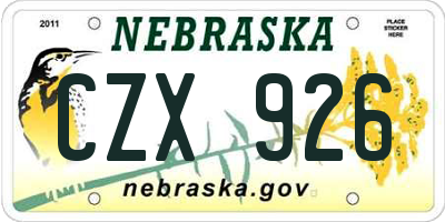 NE license plate CZX926
