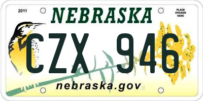 NE license plate CZX946