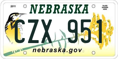 NE license plate CZX951