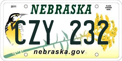 NE license plate CZY232