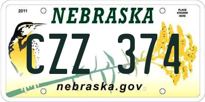 NE license plate CZZ374