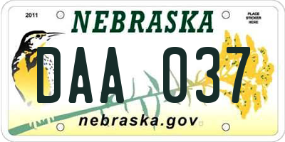 NE license plate DAA037