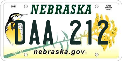 NE license plate DAA212