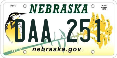 NE license plate DAA251
