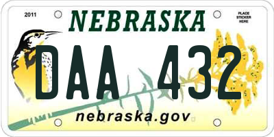NE license plate DAA432